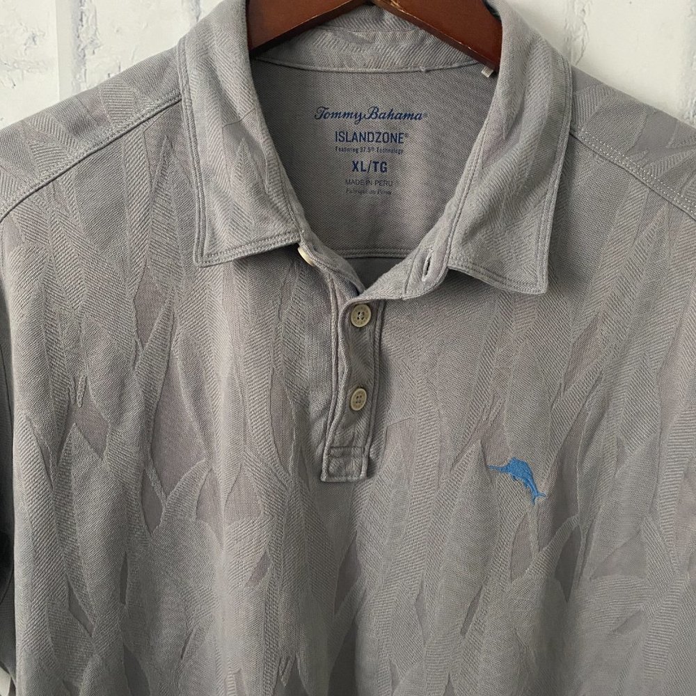 Tommy Bahama Island Zone Marlin Logo Floral Pattern Polo Shirt Hawaiian Men's XL